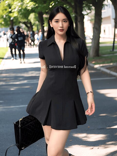 Summer 300 Jin Jin is equal to 0.5 kg. Large size fat mm pure lust style slimming slim temperament polo dress women's waist shirt skirt ins