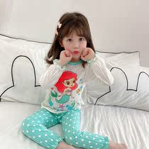 Baby girl cotton pajamas long-sleeved breathable 2 spring and summer 3 girls 1-year-old little girl home clothes Children princess wind 4