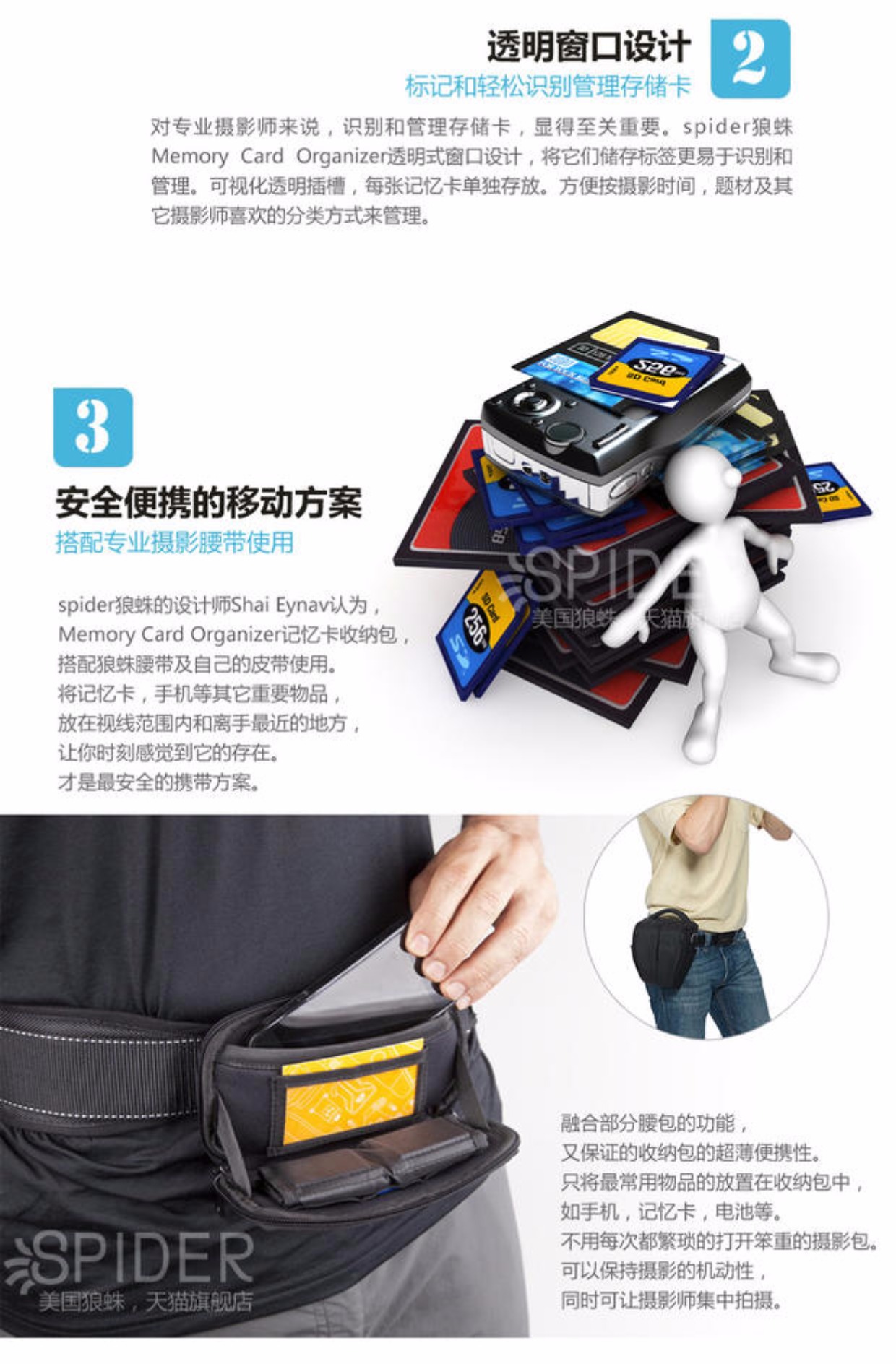 tarantula nhện lưu trữ thẻ nhớ kỹ thuật số túi-in-one túi thẻ nhớ chống sốc hộp SDCF - Lưu trữ cho sản phẩm kỹ thuật số túi đựng tai nghe