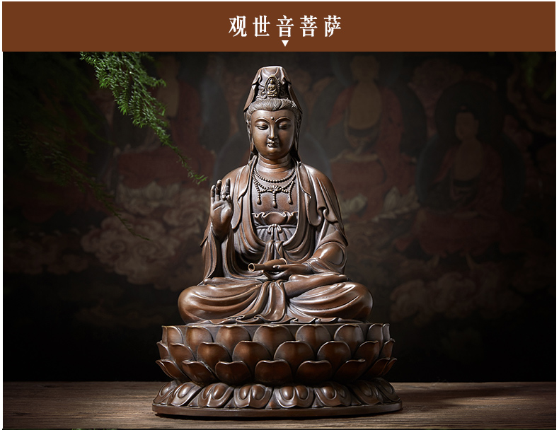 Tượng phật bằng đồng Tianyi tượng phật bằng đồng nguyên chất Guanyin Bồ tát Tây Sansheng Guanyin Cậu bé vàng Yu nữ tượng đồng bằng đồng dcor shop phụ kiện trang trí nhà đẹp