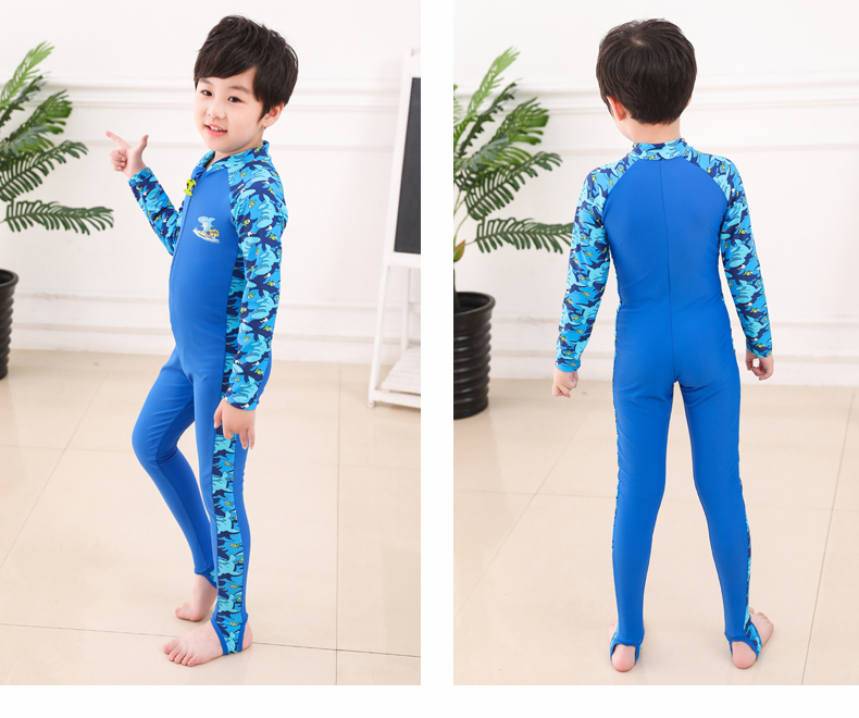 Quần áo chống nắng cho bé trai Sakura childrens quần dài tay một mảnh quần bơi cho học sinh lướt quần áo nam lớn - Bộ đồ bơi của Kid áo tắm trẻ em