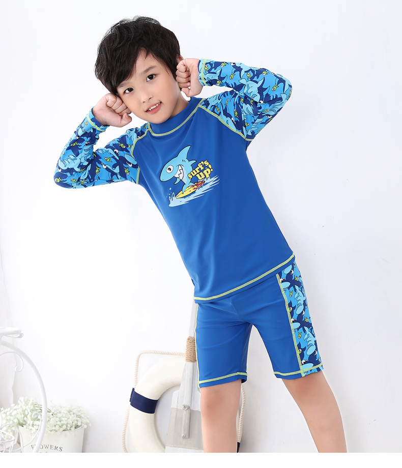Chàng trai chia áo tắm chống nắng trong bộ đồ bơi bé trai dài tay áo tắm mùa xuân nóng bỏng trẻ em đồ bơi lướt quần áo quần bơi - Bộ đồ bơi của Kid áo tắm trẻ em