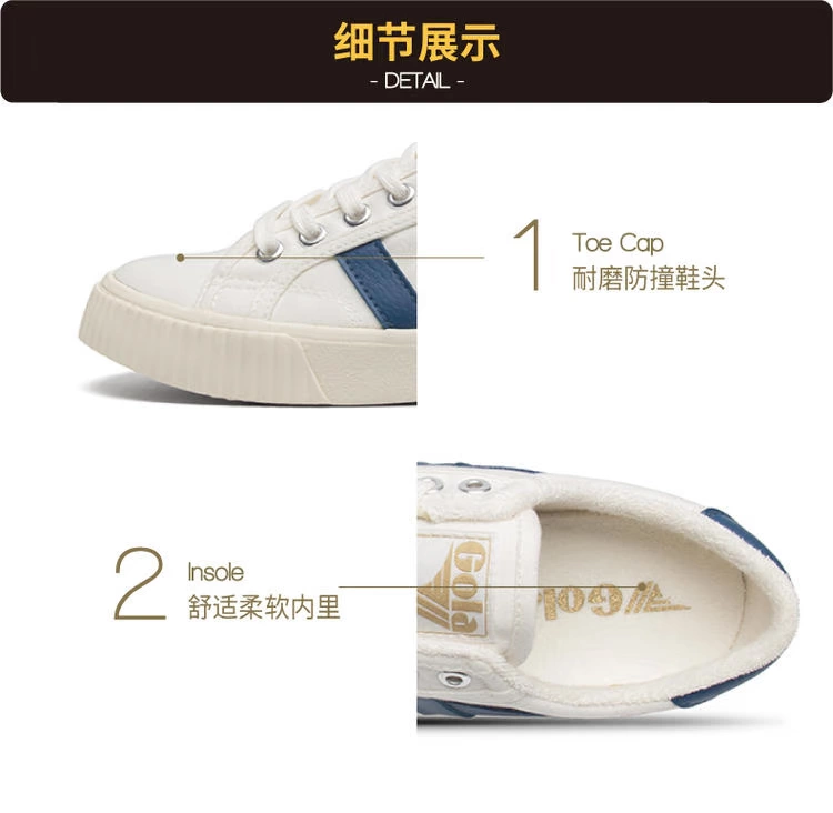 Gola âm nhạc cao nam low-top vải thể thao giày thông thường giày trắng quần vợt thoáng khí phong cách Anh CMA280we - Plimsolls