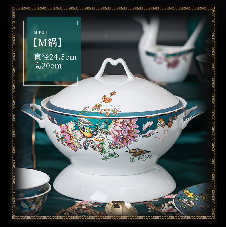 Tableware suit of jingdezhen porcelain Chinese high - grade ipads dishes light key-2 luxury dishes suit household combination microwave oven is available