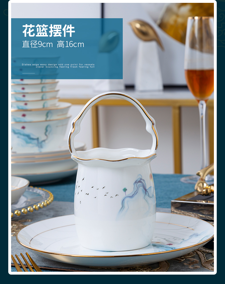 Light dishes suit household modern Chinese wind up phnom penh excessive ipads China jingdezhen high - grade dishes housewarming combination