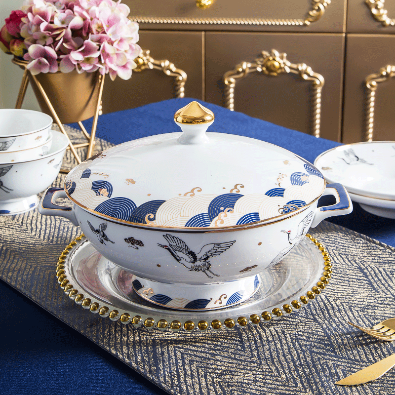 Jingdezhen Chinese wind creative dishes suit household portfolio ipads China up phnom penh dishes light key-2 luxury of modern ceramic tableware
