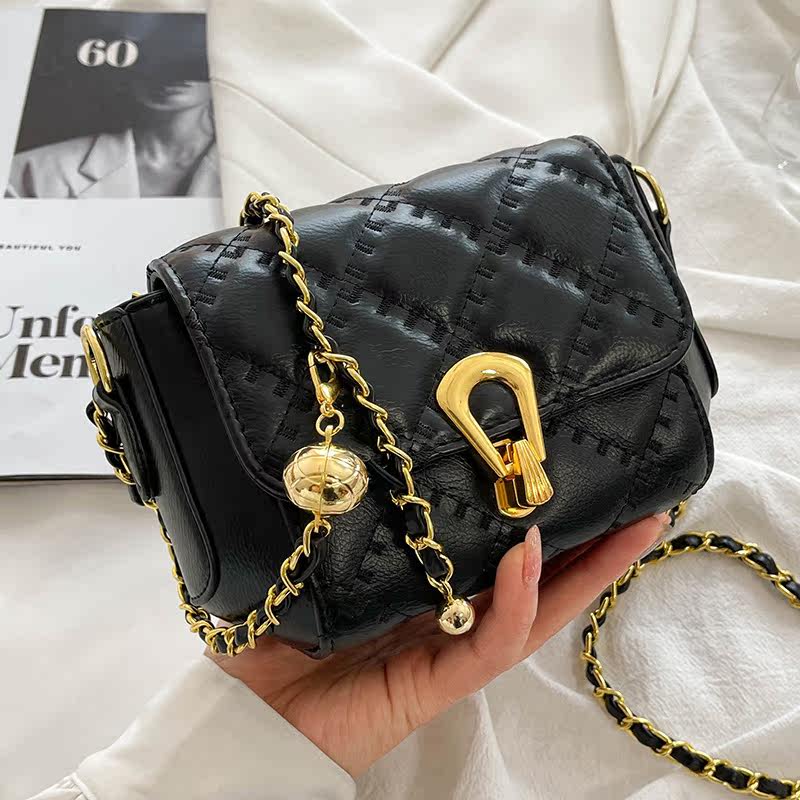 Pure Color Package Women's Package 2022 Spring Summer New Japan-South Korea Brief Casual Slant-Shoulder Bag Fashion Chain Magazin single shoulder bag