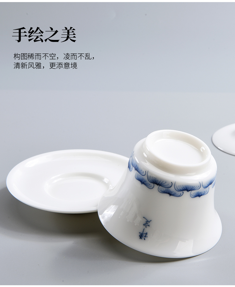 Beauty cabinet hand - made tureen ceramic cups kung fu tea set large manual thin foetus prevent hot three bowl to bowl with white porcelain
