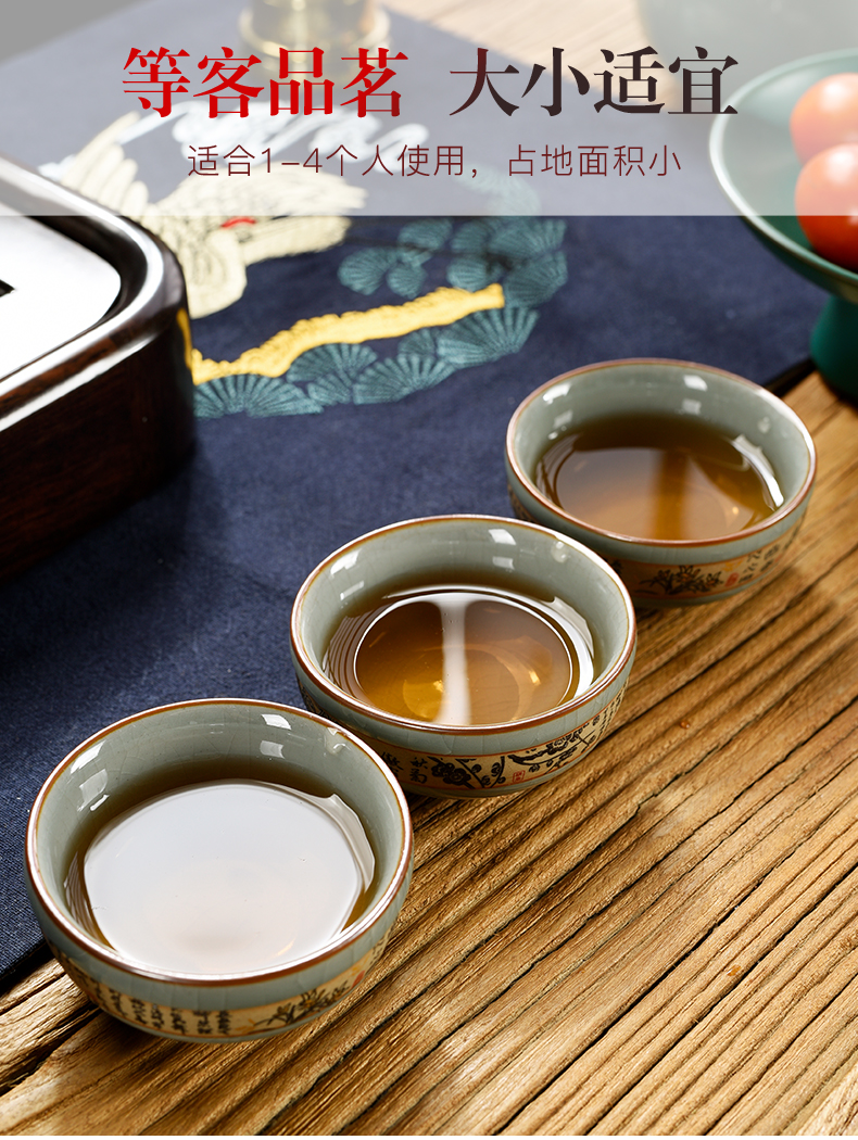 The cabinet ebony wood small mini tea tray was simple household utensils sets tea pot of electric iron TaoLu boiled tea stove