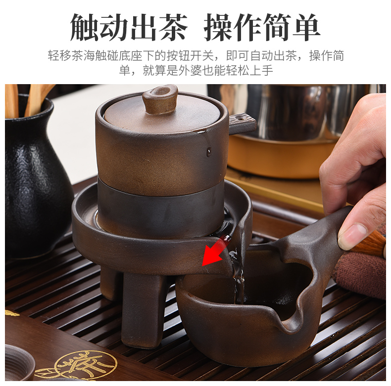 Fit beautiful pavilion tea set suits for domestic half automatic lazy kung fu ceramic teapot tea tea tray cups of tea