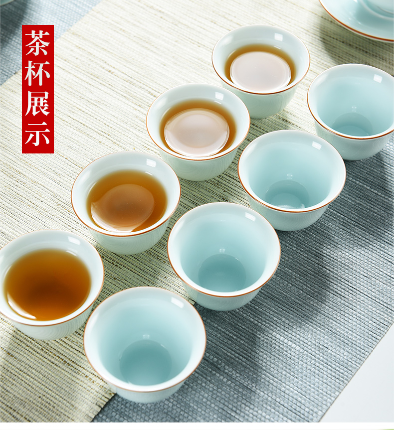 Beauty cabinet kung fu tea tea set of household ceramic white porcelain cup tea tureen teapot tea of a complete set of zero