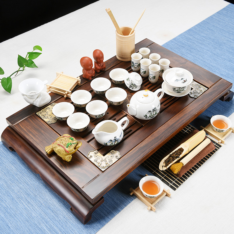 Beauty cabinet violet arenaceous kung fu tea set of household solid wood tea tray tea contracted a ceramic teapot tea saucer dish