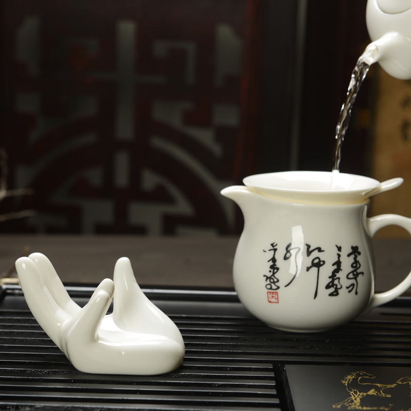 Beauty cabinet kung fu tea sets white porcelain jade hand screen pack two tea) tea saucer filter household