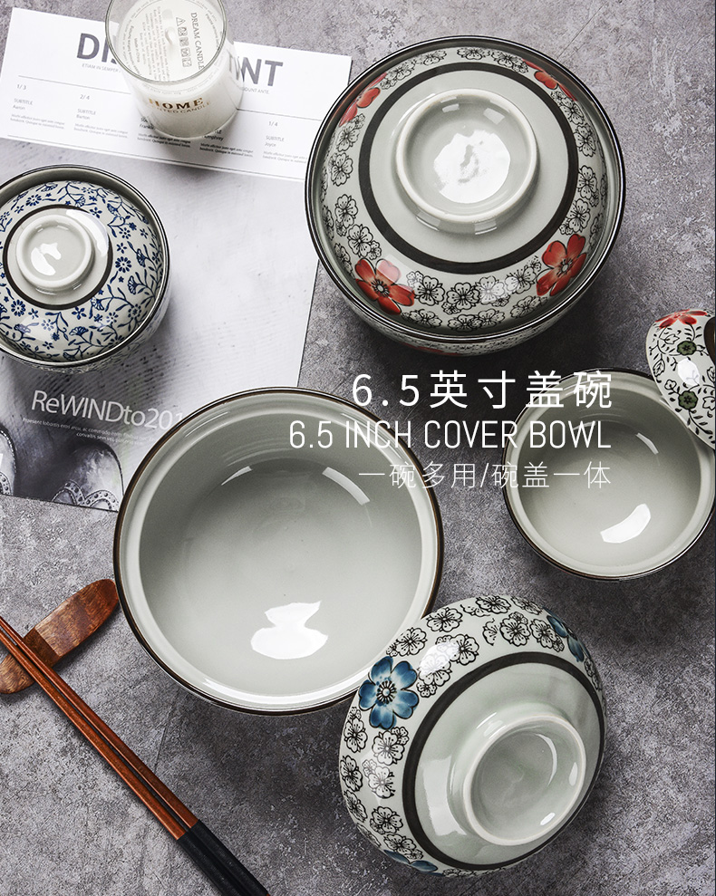 Japanese under the glaze color hand - made ceramic large 6.5 inch tureen soup bowl steaming bowl mercifully rainbow such as bowl with tureen home for dinner