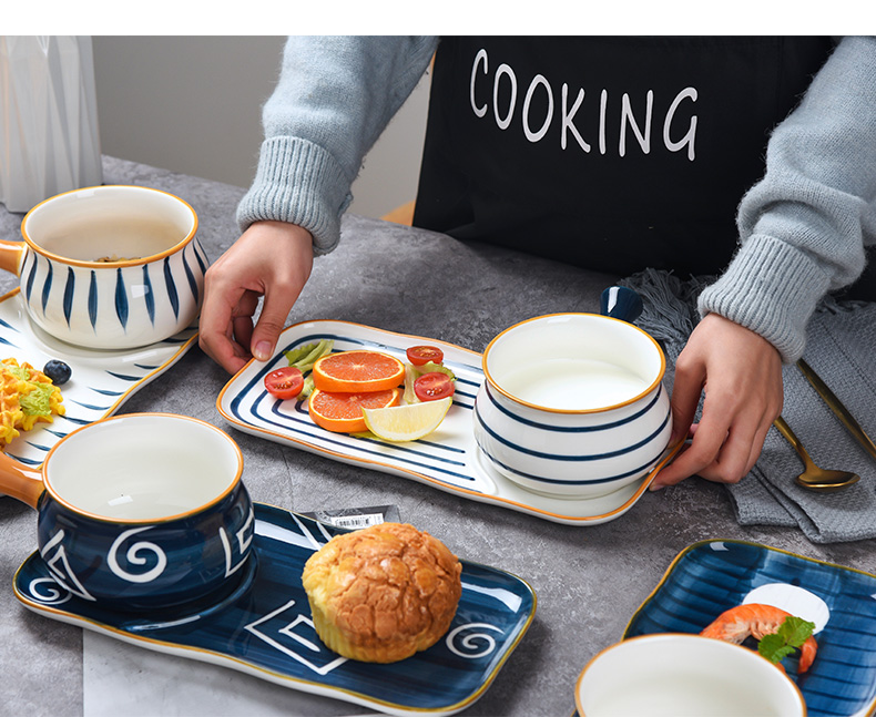 Japanese dishes suit household tableware ceramic bowl dish one eat breakfast cereal bowl of creative web celebrity move combinations