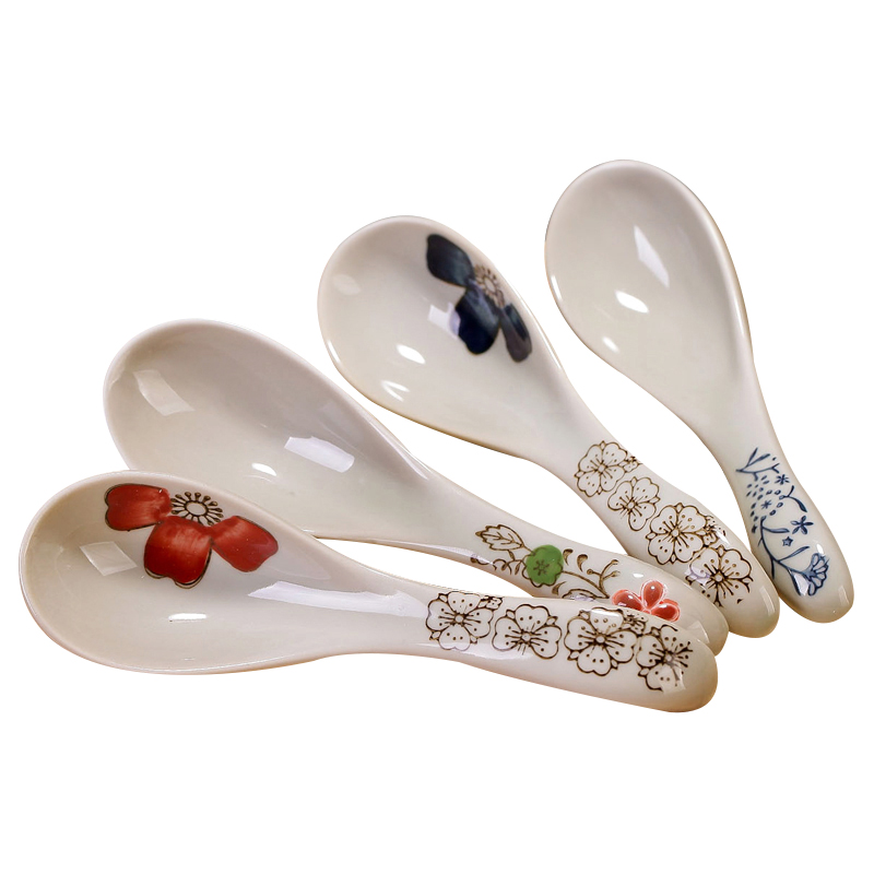 Jingdezhen Japanese under the glaze color small spoon, ceramic dinner spoon practical ultimately responds soup spoon, run out of household tableware