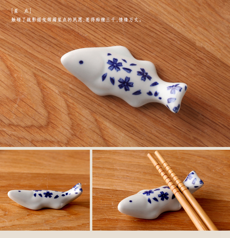 Trải qua màu sắc Bộ đồ ăn bằng gốm sứ Nhật Bản Sứ sáng tạo hình chiếc đũa hình con cá bằng đũa Chiếc đũa - Đồ ăn tối dĩa sứ