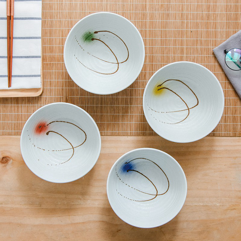 Japanese under glaze color porcelain shallow ceramic large rice bowl bowl noodles bowl dessert bowl of microwave oven