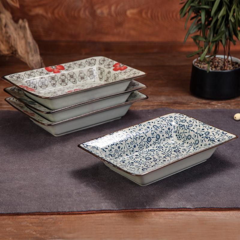 Japanese salad platter compote deep dish under glaze color porcelain soup plate FanPan smaller rod plate of creative household