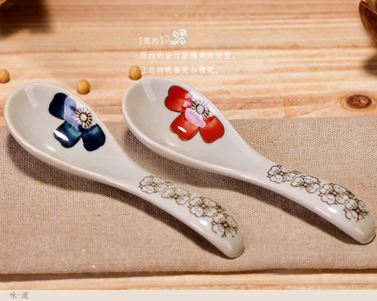 Jingdezhen Nhật Bản men màu thìa nhỏ thìa gốm Thực tế uống súp muỗng muỗng bộ đồ ăn gia dụng - Đồ ăn tối đĩa giấy