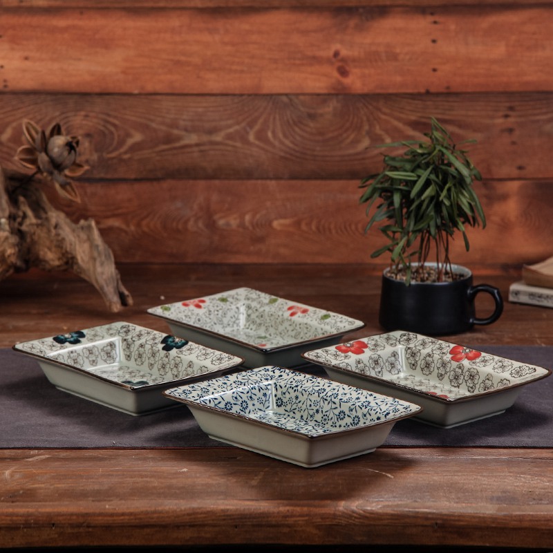 Japanese salad platter compote deep dish under glaze color porcelain soup plate FanPan smaller rod plate of creative household