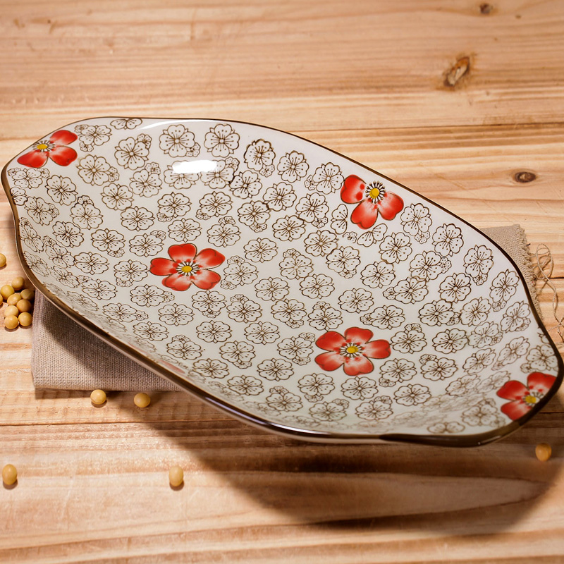 Ling Ming xuan chashe hand - made Japanese ceramics glaze color 12 inches under the big ears fish dish dish dish