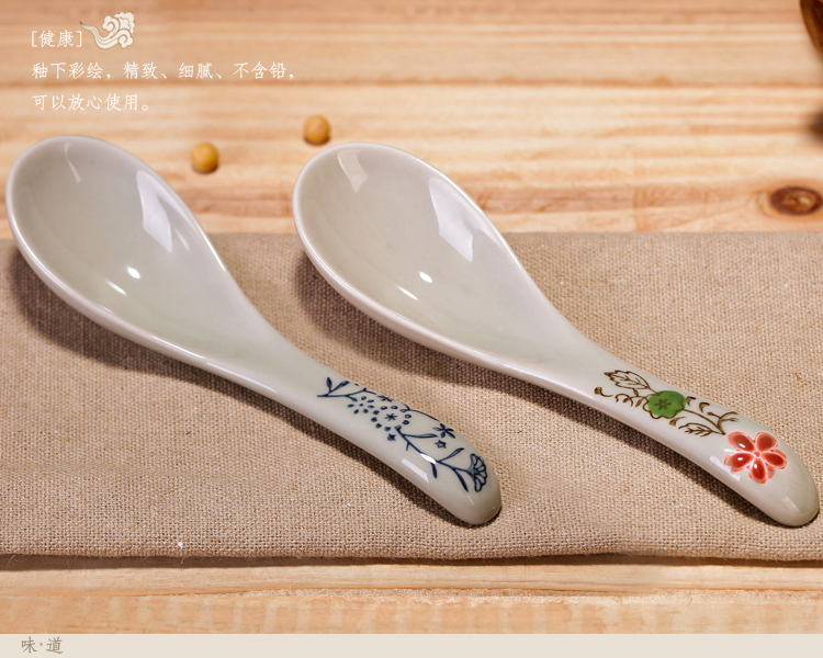 Jingdezhen Nhật Bản men màu thìa nhỏ thìa gốm Thực tế uống súp muỗng muỗng bộ đồ ăn gia dụng - Đồ ăn tối đĩa giấy
