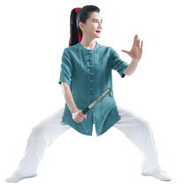 2024 Summer Tai Chi Suit Short Sleeve Men and Women Soft Cotton Linen Chinese Style Martial Arts Practice Wear Tai Chi Clothing