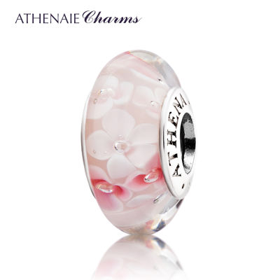 Asna Italian Romantic Cherry blossom glass Beads 925 silver String Decoration Fortune Beads DIY Bracelet Beads for women