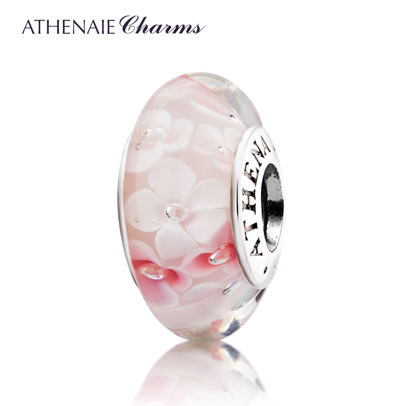 Asna Italian Romantic Cherry Blossom Glass Beads 925 Silver Charm Beads DIY Bracelet Beads for Women Asna Italian Romantic Cherry Blossom Glass Beads 925 Silver Charm Beads DIY Bracelet Beads for Women