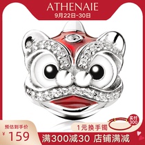 Asna 925 silver life Year lion dance Road road transfer beads DIY string pendant red hand rope bracelet women