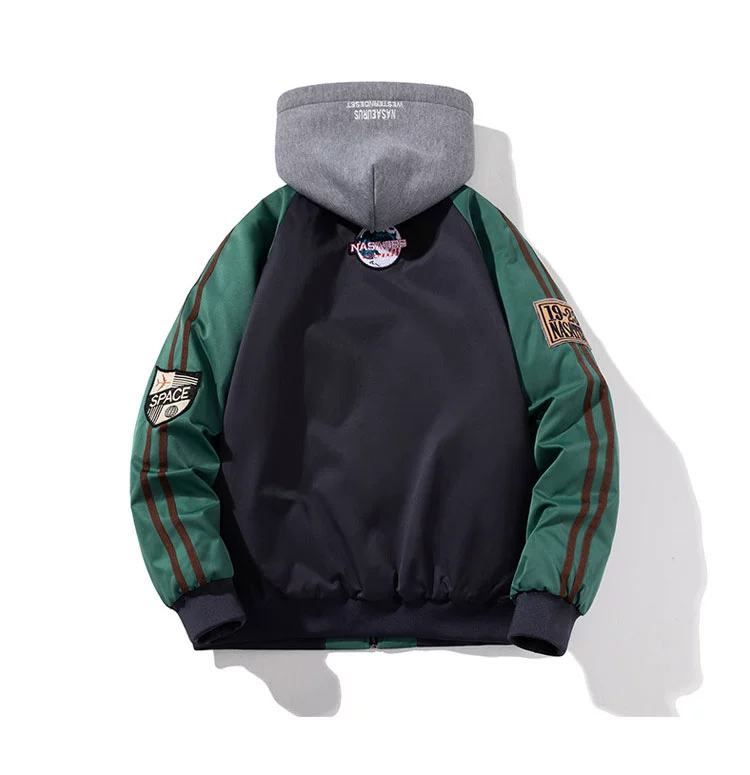 áo ấm nam NASA chung Mỹ nối bóng chày độn áo khoác nam triều dày thương hiệu thu đông áo khoác bomber dáng rộng áo khoác độn bông áo khoác nam có mũ