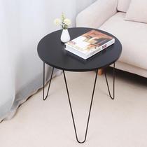 Small round table Modern simple bedroom next to household round table Simple sofa Wrought iron table Black coffee table Headboard