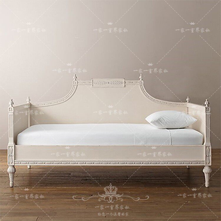 American Countryside Solid Wood Sofa Bed Retro Sculpture Flower Children Single Beds Modern Casual Living-room Home Sofa Furniture