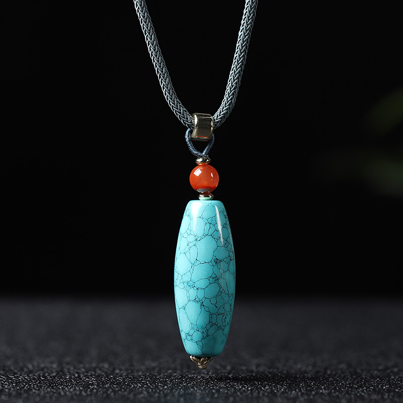 Hubei Raw Mine Green Pine Stone Netting Flower Barrel Pearl Sky Pearl Pendant Sweater Chain Lock Bone Chain Water Grass Veins Loose Bead matching Pearl Beads