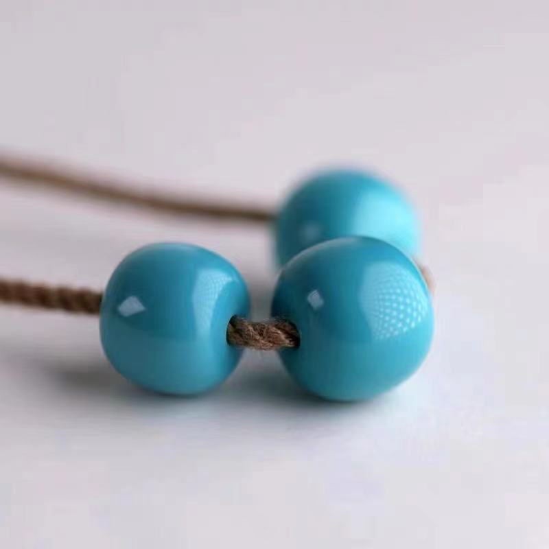 Hubei Raw Mine High Porcelain Green Pine Stone Single Pearl Old Type Barrel Pearl Top Buddha Pearl Top Buddha Pearl Star Moon Handstring Accessories
