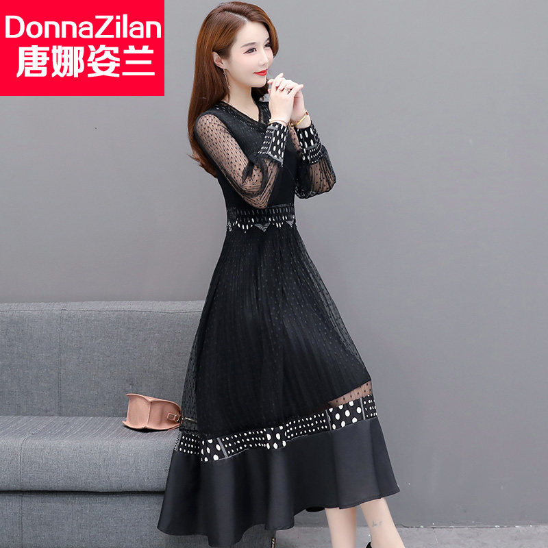 Spring and autumn new temperament waist and thin goddess fan light familiar style lace mesh chiffon dress for children