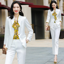 White Suit Suit Woman Spring Autumn Fashion President Manager Professional Dress Temperament Goddess Van High-end Positive Dress Work Clothes