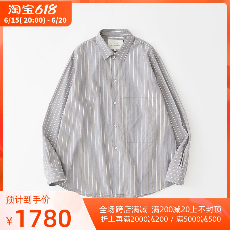 Element spot STUDIO NICHOLSON SANTO SN Inron wind stripe large pocket loose shirt