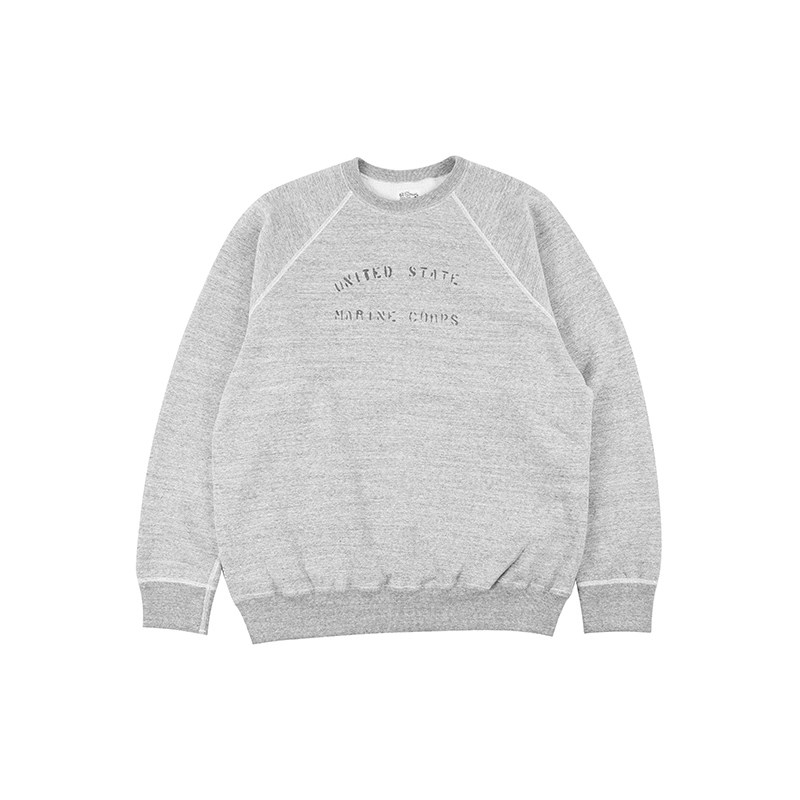 Japan orslow LOOPPWHEEL CREW NECK SWEAT retro printed old loom round collar thick cotton T