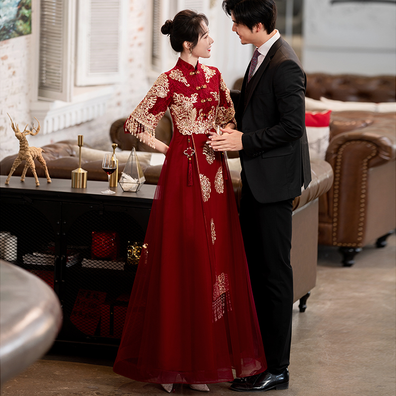 Maternity Wedding Dress for Bride 2026 New Red Chinese-Style Wedding Engagement Dress Xiuhe Dress High-Waisted to Cover Belly Autumn