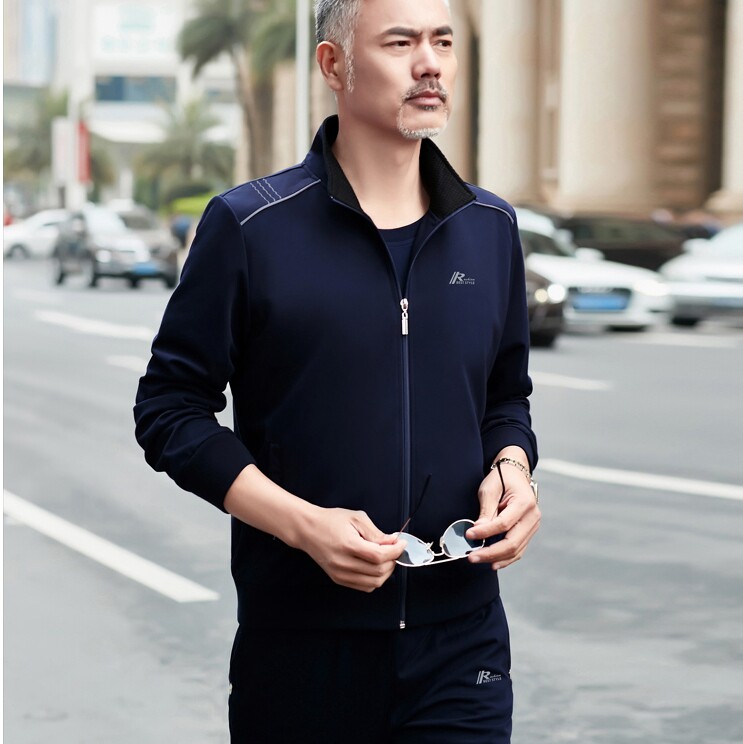 2018新款春秋运动套装男三件套爸爸装套装休闲运动服春中年运动衣