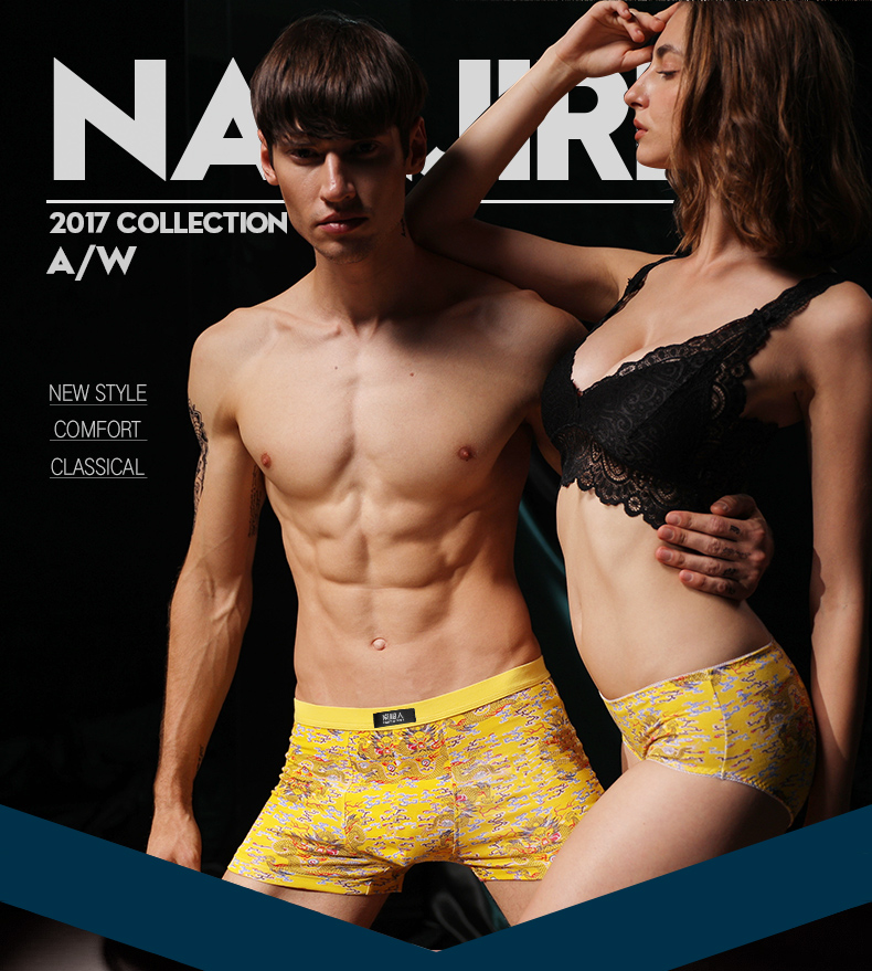 Nam cực nam đồ lót nam cotton boxer của phụ nữ tam giác vàng Trung Quốc rồng in vài quần short đầu