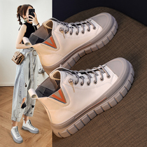 Autumn increased small white shoes 2021 New Wild explosive leather sports leisure thick bottom high Womens Board Shoes