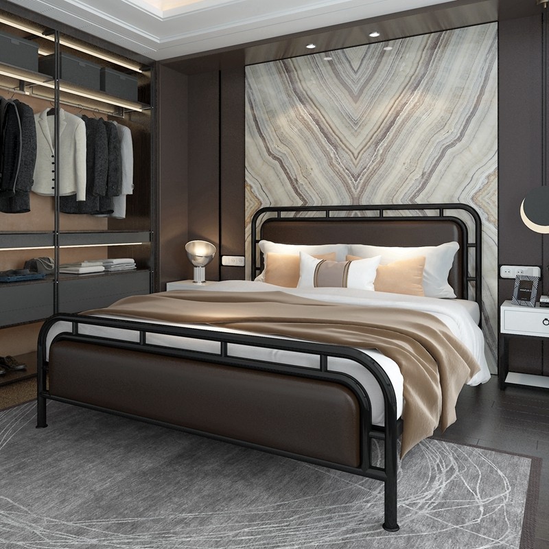 Nordic iron bed in Red Princess bed single double iron bed 1 5 1 8 m modern minimalist retro industrial wind