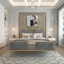 Nordic Master Iron Bed Decorated Velvet Flexible Packaging Design Light Luxury Iron Frame Double Bed