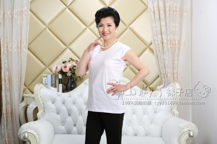 Thương hiệu áo vest hoa cúc trung niên cotton trắng in áo yếm nữ mùa hè không tay áo ngực cúp ngang