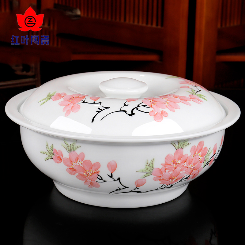 The Red leaves of jingdezhen ceramic gifts gifts hand - made tableware dishes Chinese dishes 56 TouShui peach blossom put