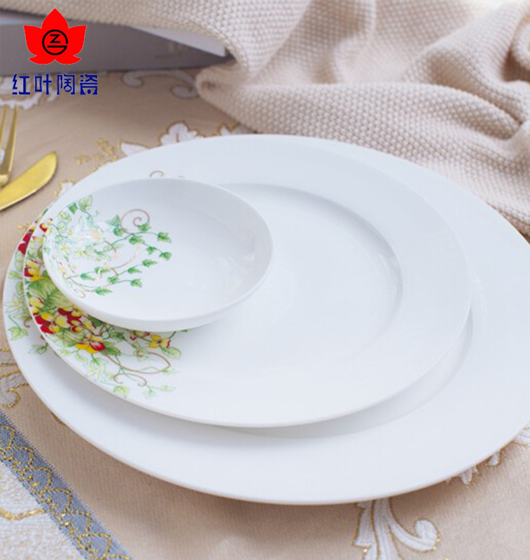 The Red leaves of jingdezhen ceramic ipads China tableware suit contracted ceramic dishes suit to use chopsticks dishes home plate