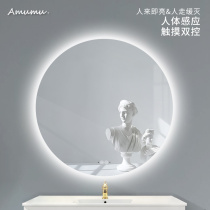 Round bathroom mirror Defogging toilet mirror with light mirror led mirror Wall-mounted toilet round mirror Bathroom smart mirror